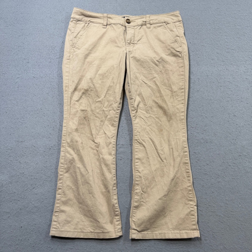 American Eagle Pants Women's 12 Beige Kick Bootcut Stretch Low Rise Relaxed Fit